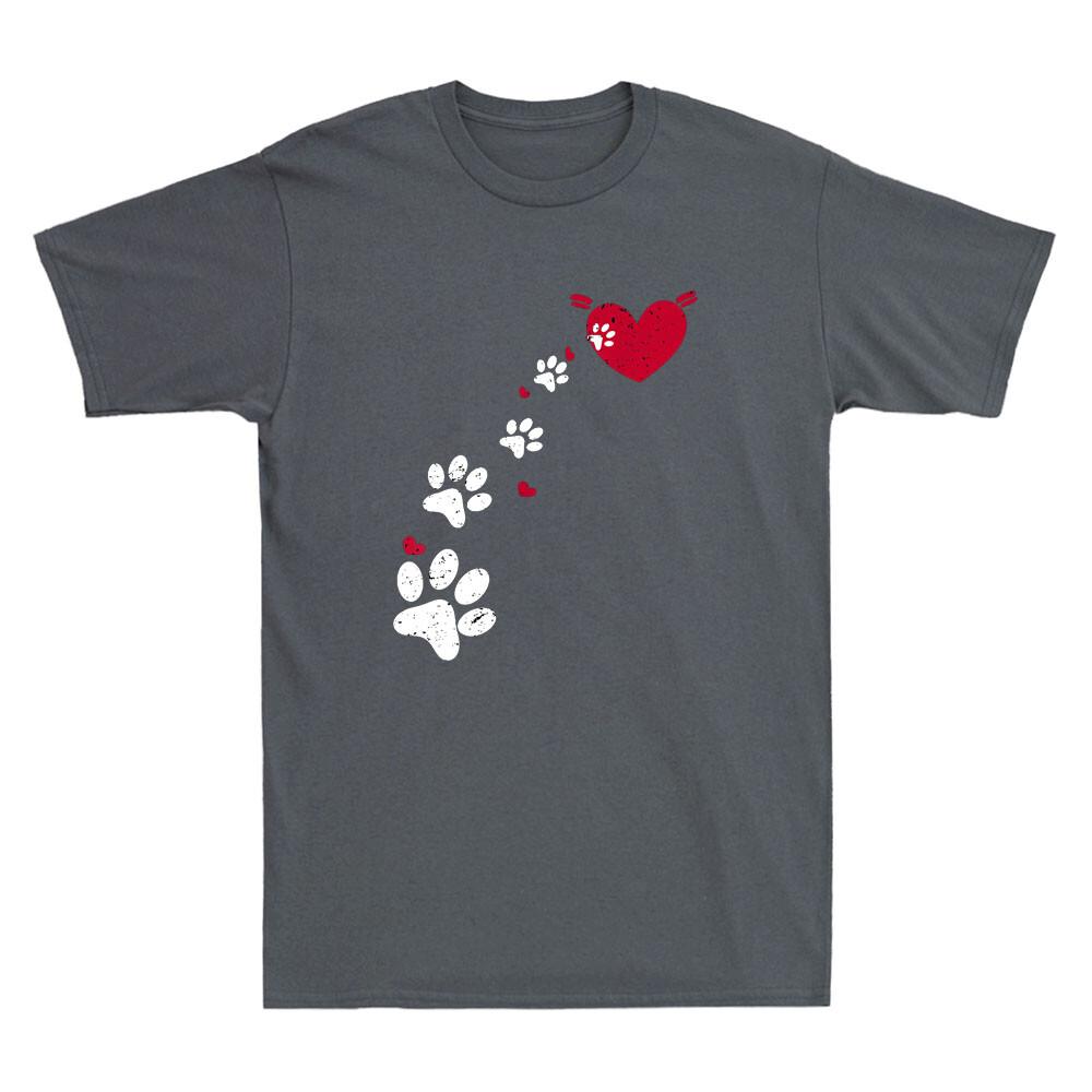 Dog Paw With Red Heart Funny Dogs Animal Lover Gift Vintage Unisex Tshirt Tee