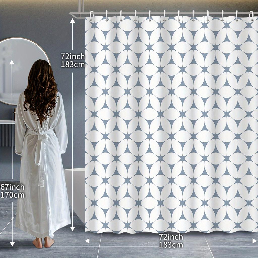 Creative Modern Geometric Symmetric Pattern Shower Curtain,Home & Bathroom Decor, Waterproof Fabric, Stylish Partition