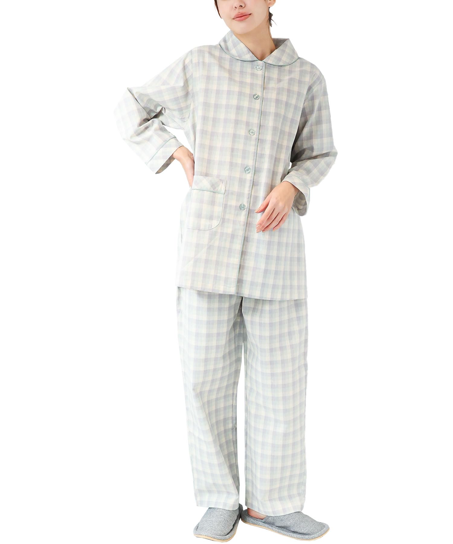

ON NISHIKI Long Sleeve Cotton Top and Bottom with Perfect for Spring and Autumn Loungewear Women s Pajamas, 100% Sheeting, Skin-Friendly,