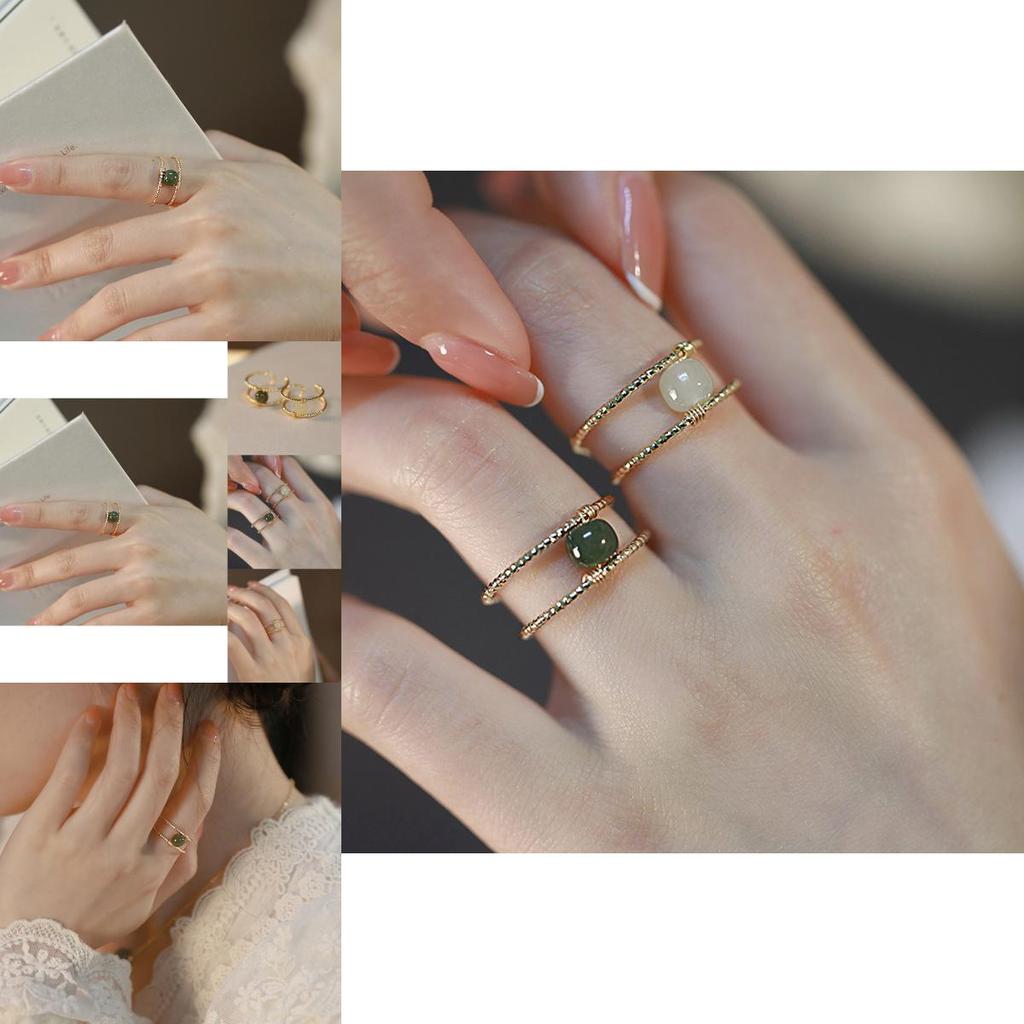 Trendy Ins Style Double Layer Open Ring For Women Elegant Vintage Copper Jewelry