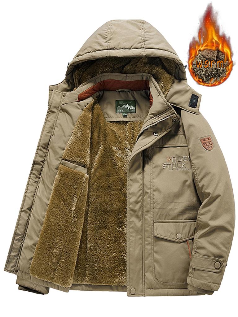 Men's Medium-Long Hooded Winter Jacket - Thick, Warm, Cotton Padded, Plus Size for Middle-Aged & Elderly