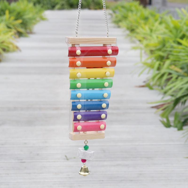 Chicken Toys Set: Xylophone, Percussion Bells, Colored Wood Blocks, Cage Accessories, Swing Mirror, Prickly Ash Wood Stand & Rack, Chew Toys.