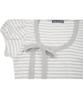 HIGH SCHOOL DISCO Striped Ribbon Puff Sleeve Short Sleeve_Melange Gray