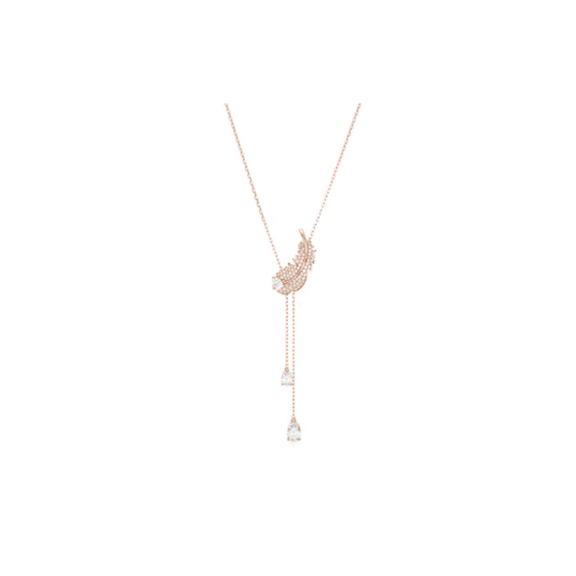 Swarovski Feather Pattern Cubic Zirconia Necklace Women necklace Rose-Gold 5663485 Shopping Bag,F,Rose Gold