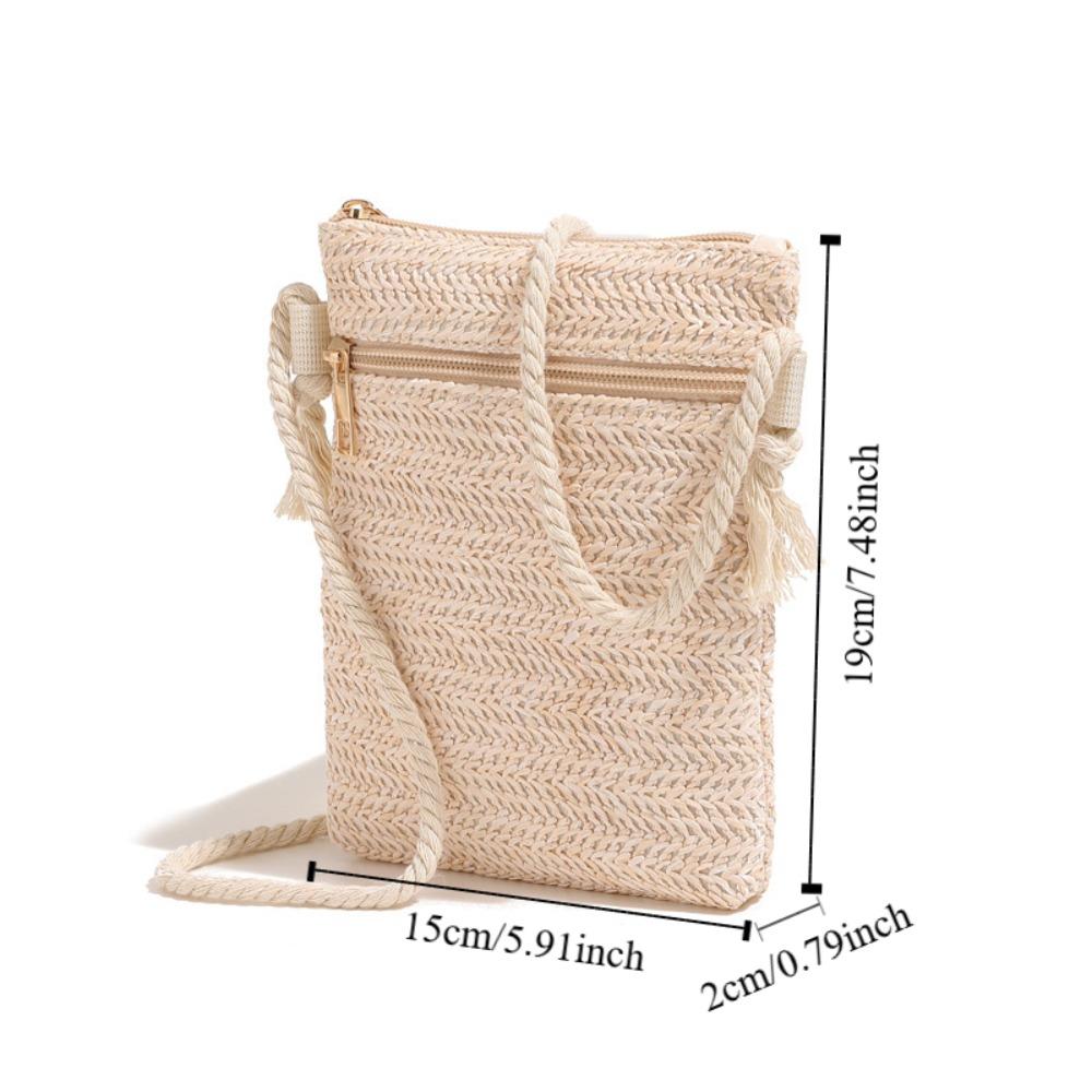 Niche Design Woven Shoulder Bag Korean Style Small Phone Bag Solid Straw Crossbody Bags Outdoor