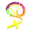 Fashion Rosary Beads Cross Pendant Necklace Women Link Chain Plastic Material Necklace Girl Religious Jewelry Party Gift