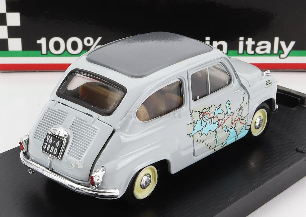 BRUMM Fiat Miniature Car 1/43 FIAT 600 Rally Rome To Calcutta 1955 13,260 Km