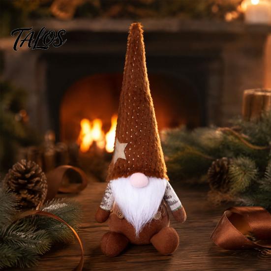Cozy Festive Indoor Ornament Set Christmas Knit Gnome Plush, Nordic Forest Elf Faceless Doll Figurine Decorative Stuffed Dolls for Shelf, Soft Holiday