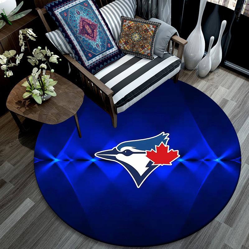 Toronto Blue Jays Round Area Rug,Carpet Rug for Living Room Bedroom Sofa Playroom Decor,Non-slip Floor Mat