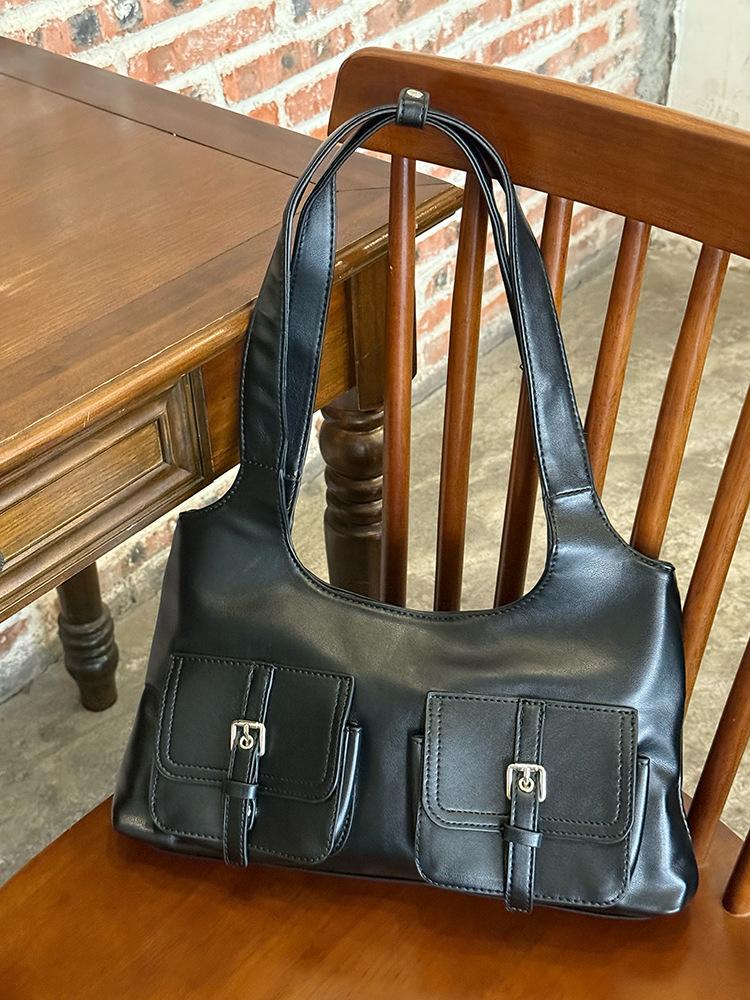 

Корейская универсальная многокарманная сумка через плечо большой вместимости 2025 новая нишевая повседневная сумка-тоут премиум сумка под мышкой