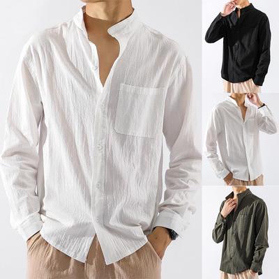Men's Casual Shirt Cotton Linen Shirt Loose Top Long Sleeve Shirt Spring Autumn Shirt Casual Handsome Men's Cool and Breathable