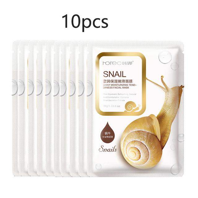 

10 шт./лот маска для лица с экстрактом улитки, уход за кожей, отбеливающая увлажняющая маска для лица, корейская нежная и мягкая кожа белый