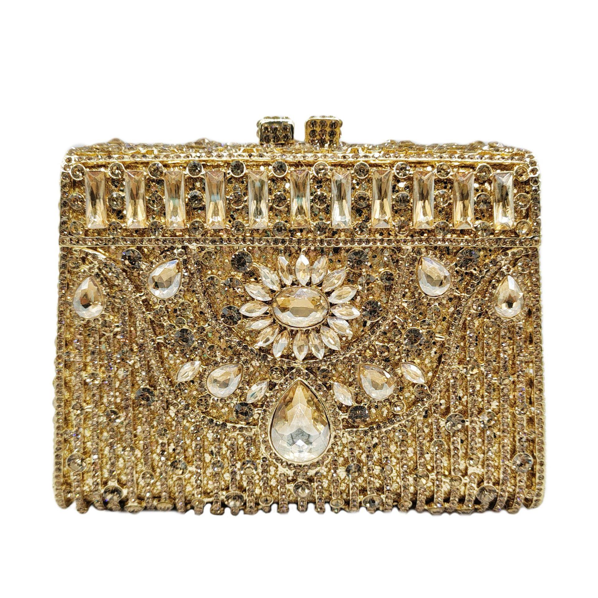 Alloy Diamond Dinner Bag High-end Banquet Heavy Industry Diamond Evening Wear Hand Crystal Bridal Pearl Embellished Handbag