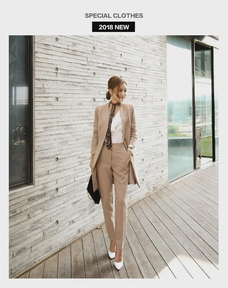 2025 Autumn New Korean Women's Long Blazer & Slim Trousers Set