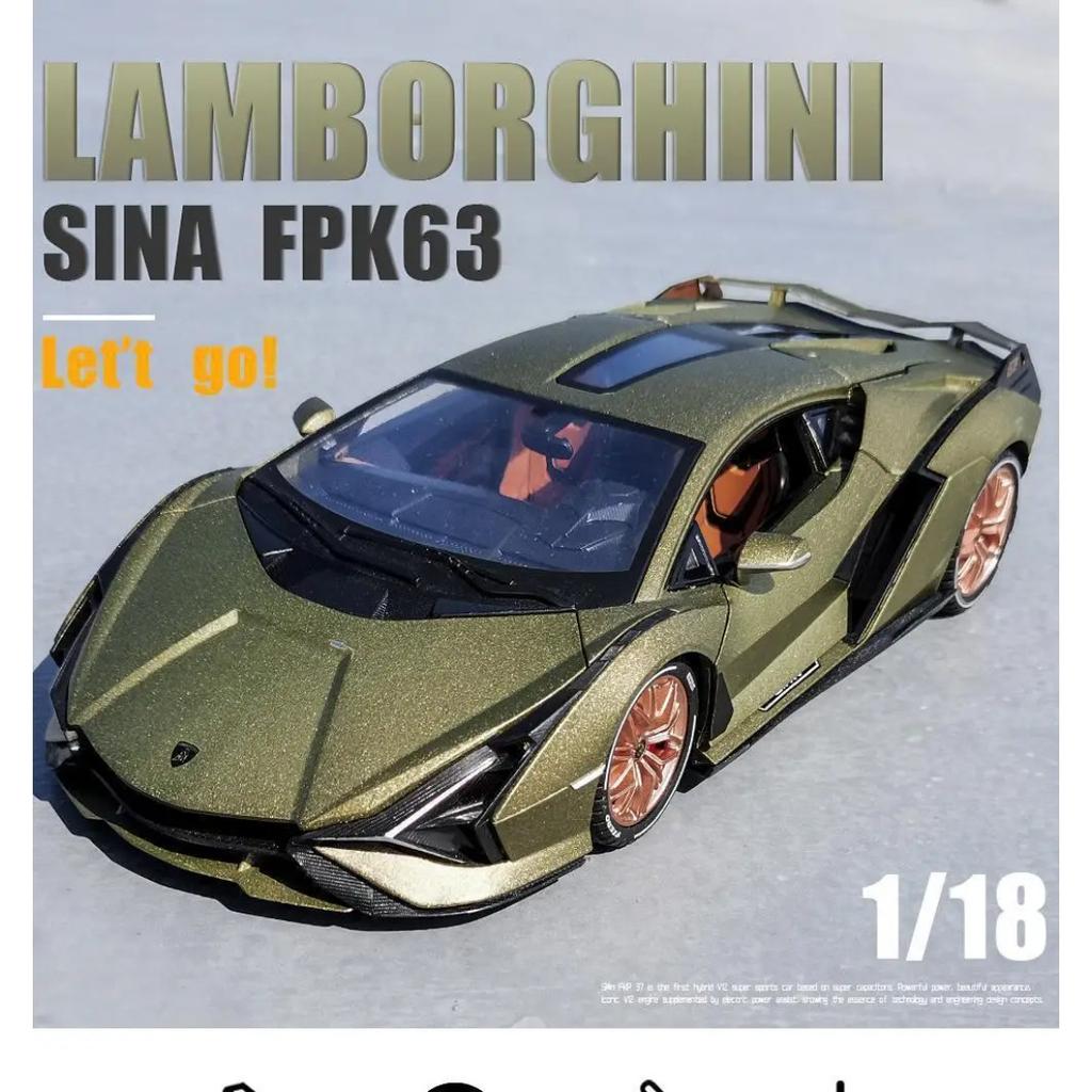 1/18 Lamborghini SIAN Lightning FKP37 Supercar Alloy Diecast Model Hight Simulation Sound Light Toy Holiday Gifts for Children Collection