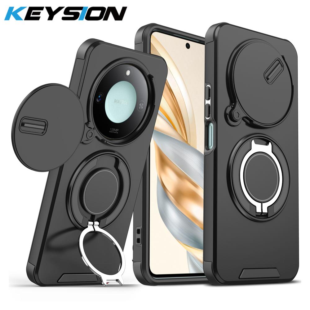 KEYSION 360° Ringständer Handyhülle für Honor X9c 5G X9c Smart Slide Kameraschutz Magnetische stoßfeste Abdeckung für Magic 7 Lite