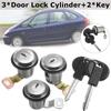 Set of 3 Door Lock Barrel For Peugeot Expert Citroen Dispatch Fiat Scudo 1995-07