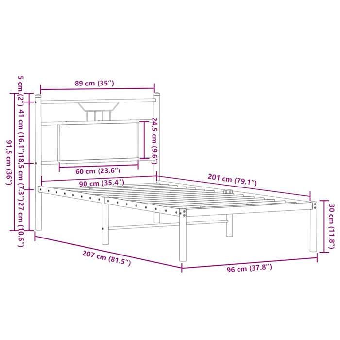 VidaXL Cadre de lit sans matelas chêne marron 90x200cm bois ingénierie 4106834