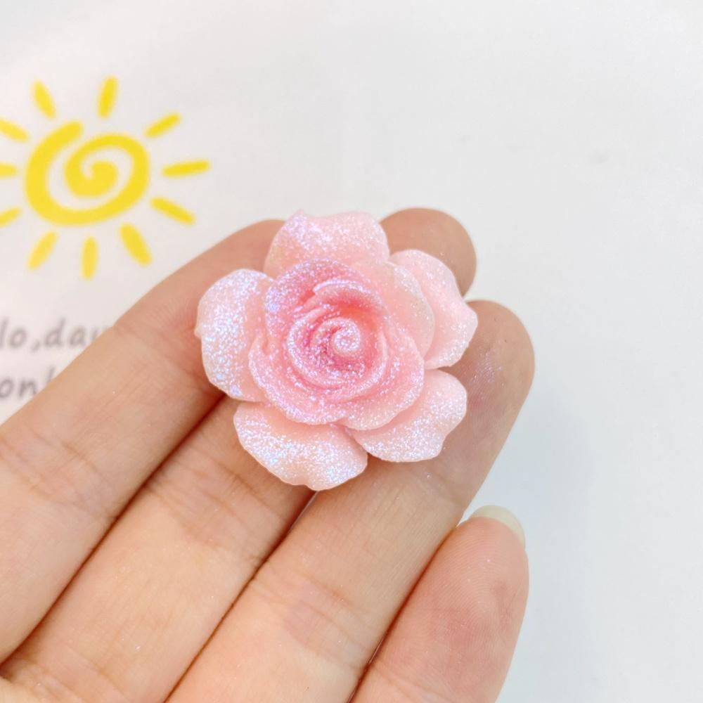 

7Pcs New Mini Cute Shiny Roses Flat Back Resin Cabochons DIY Jewelry Craft Decoration Accessories
