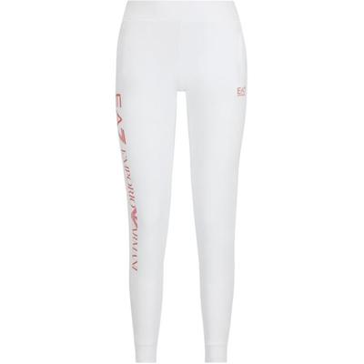 EA7 Solid Color Letter Elastic Waistband Tapered Knit Sports Pants Women Bottoms White 8NTP87-TJ31Z-0192