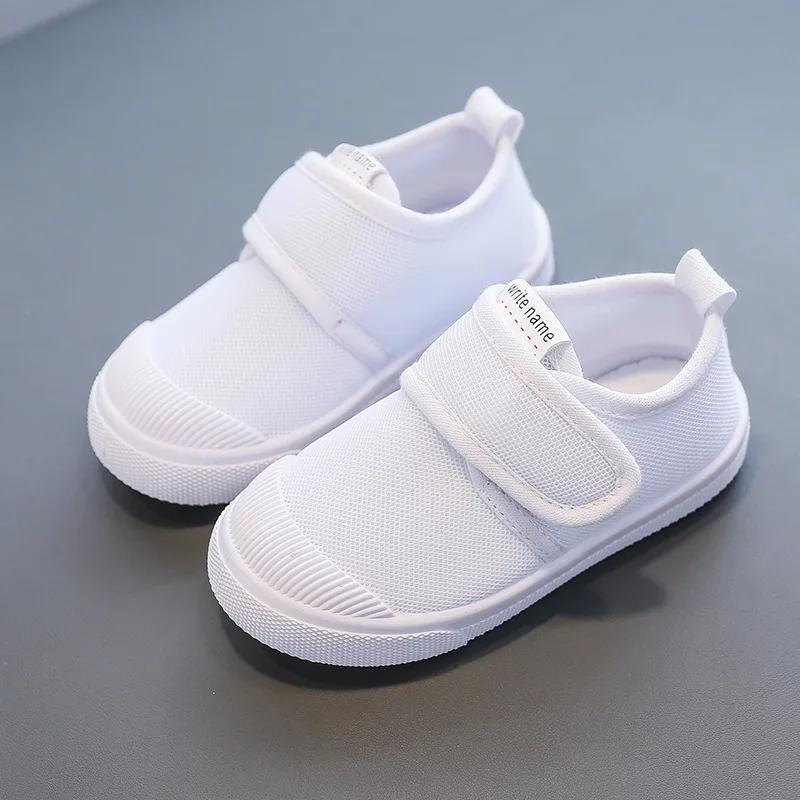 

Children All White Canvas Shoes Student Casual Kids Loafers School Boys Girls Soft Bottom Cloth Fabric Sneakers Shoe G06185 21