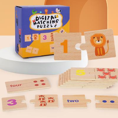 Giocattolo Matematico Montessori in Legno per Imparare Numeri e Geometria, Puzzle di Abbinamento Numeri per Bambini, Gioco con Blocchi Spessi a Motivi Digitali per Bambini