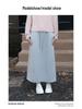 Gray Velvet A-line High Waist Slit Skirt - Women's Autumn/Winter Slimming Drape Style