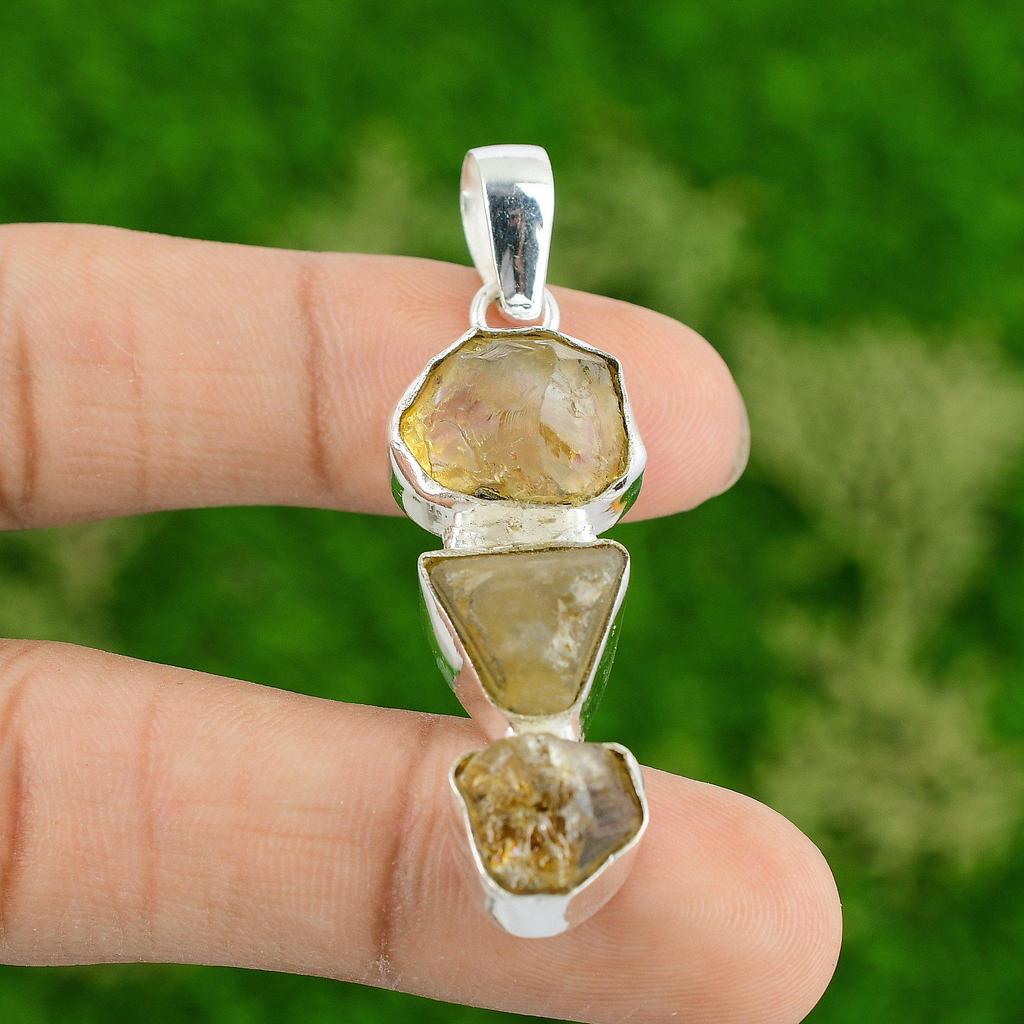 Daughters Day Deal 925 Sterling Silver Natural Citrine Trendy Boho Wife Pendant