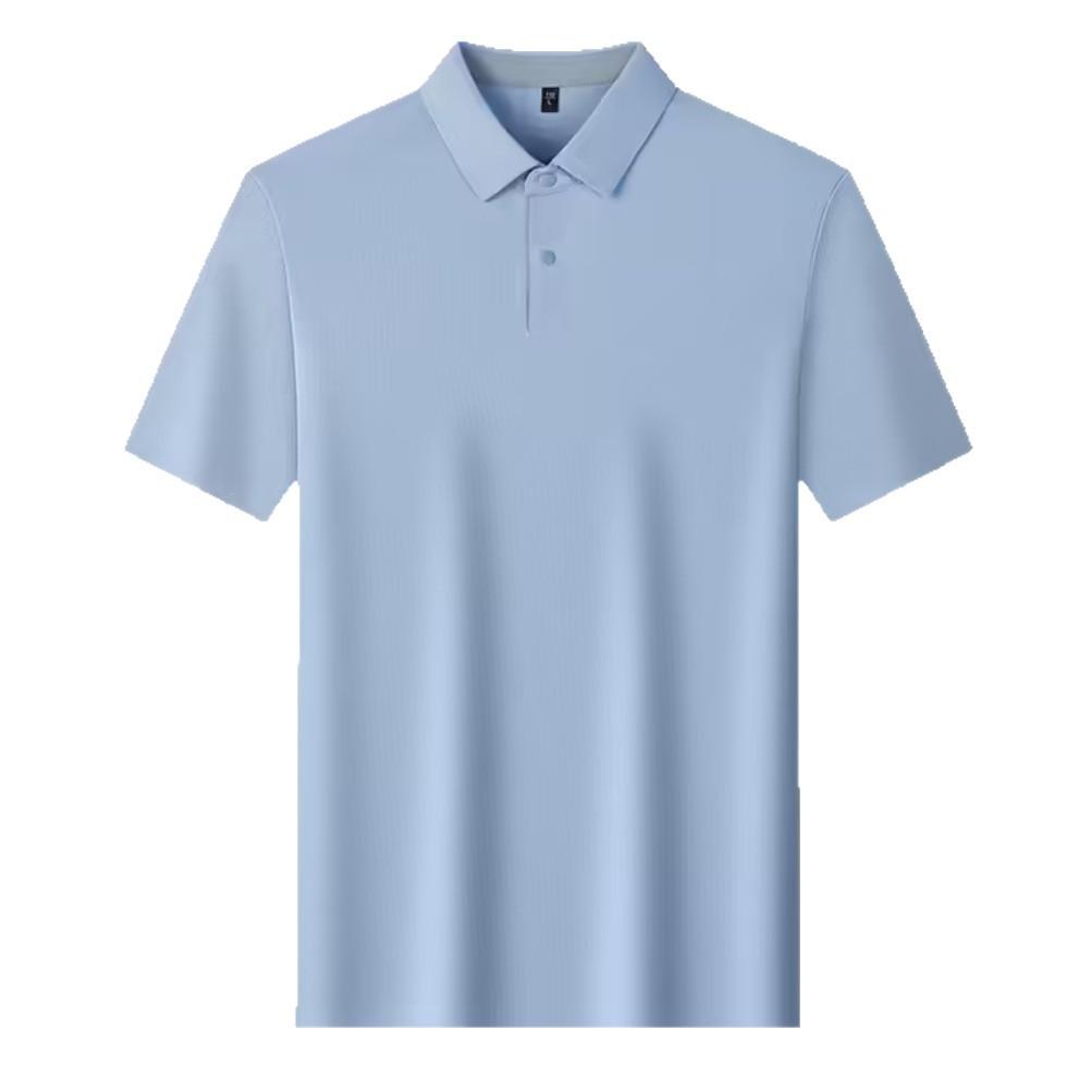 New Summer Collection: Men’s Ice-silk Polo Shirt – a Simple, Casual, Breathable and Cooling Short-sleeved T-shirt with a Turn-down Collar