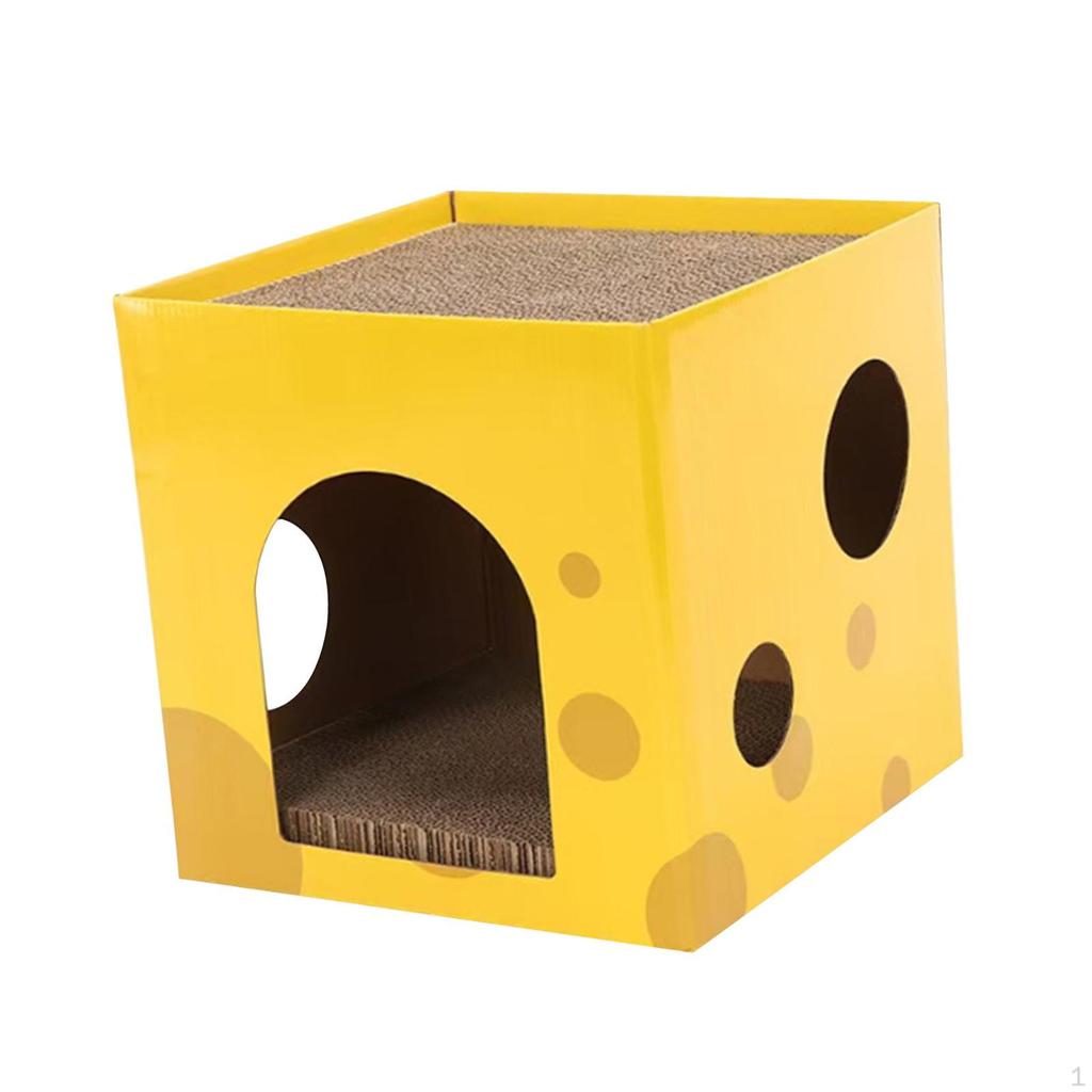 Cardboard Cat Hideaway with Scratching Pad for Small Pets