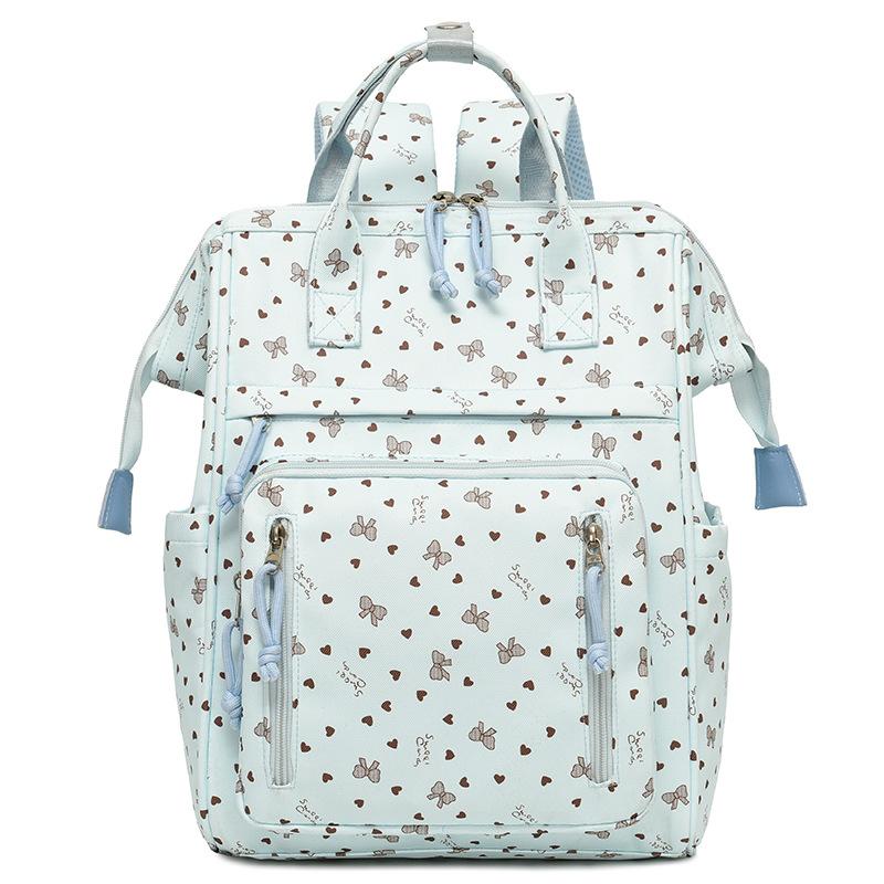 Schoolbag Internet Celebrity Floral Bow Mommy Bag Large Capacity Shoulder Backpack Carry Out Walking Baby Maternity Storage Backpack