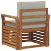 Outdoor Sofa Set Solid Acacia Wood and Polyester Natural