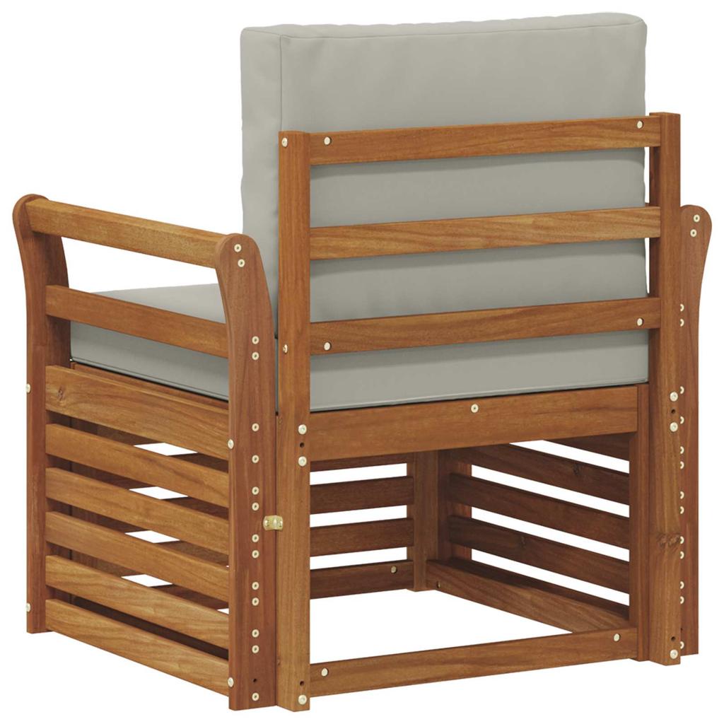 Outdoor Sofa Set Solid Acacia Wood and Polyester Natural