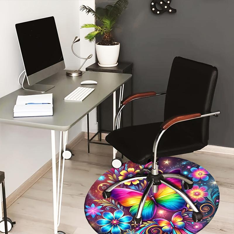 

1pc Office Carpet Chair Mats Colorful Butterfly Garden Perfect for Decorating Office Chairs, Living Rooms, Or Bedrooms 80cm