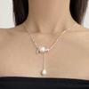 Summer New French Light Luxury Special-shaped Pearl Metal Pendant, Broken Silver Necklace, Neck Chain, Collarbone Chain for Women