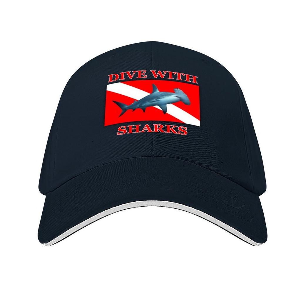 Dive With Sharks  Hammerhead Baseball Cap tactical cap designer cap golf hat genuine Mens Hats Womens