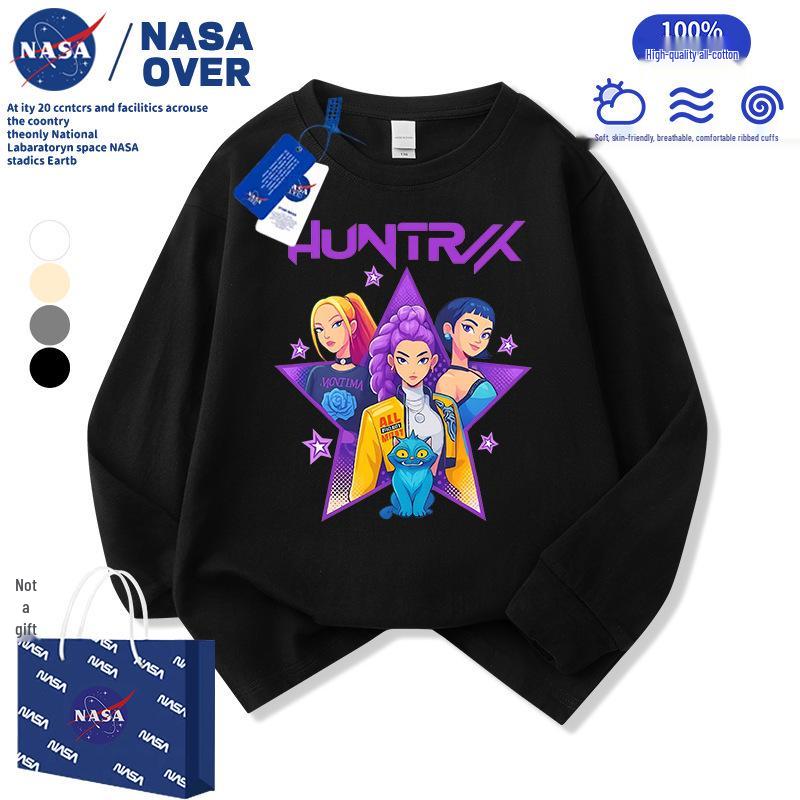 

NASA Девочки K-POP Охотник на демонов Футболка с длинным рукавом для детей среднего и большого размера - Модный повседневный топ Весна/Осень Size 150 [56-68 pounds]