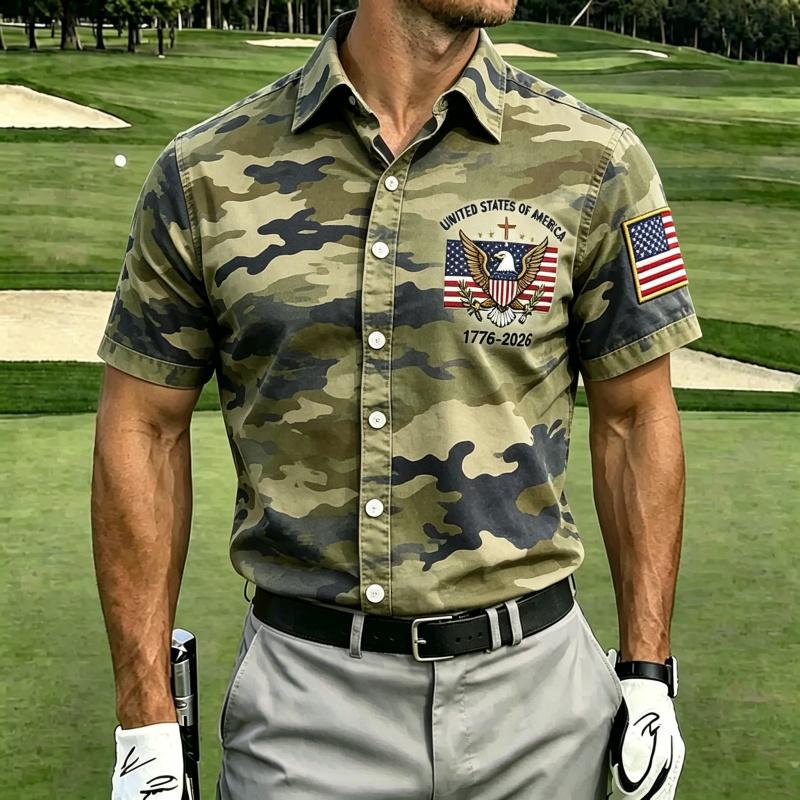 New Summer Men's Printed Casual Breathable Loose Short-Sleeve Shirt