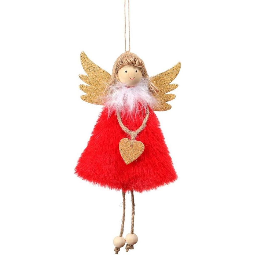 Toyvian 4PCS Christmas Ornaments Hanging Doll Adorable Plush Angel Shape Doll Adornment Christmas Tree Decoration Gift Toy for Xmas Party
