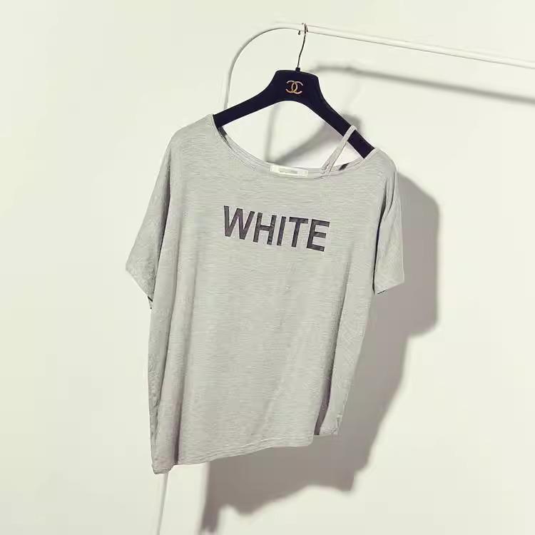 

Женская футболка из модала с открытыми плечами, открытой спиной, асимметричным подолом и короткими рукавами L