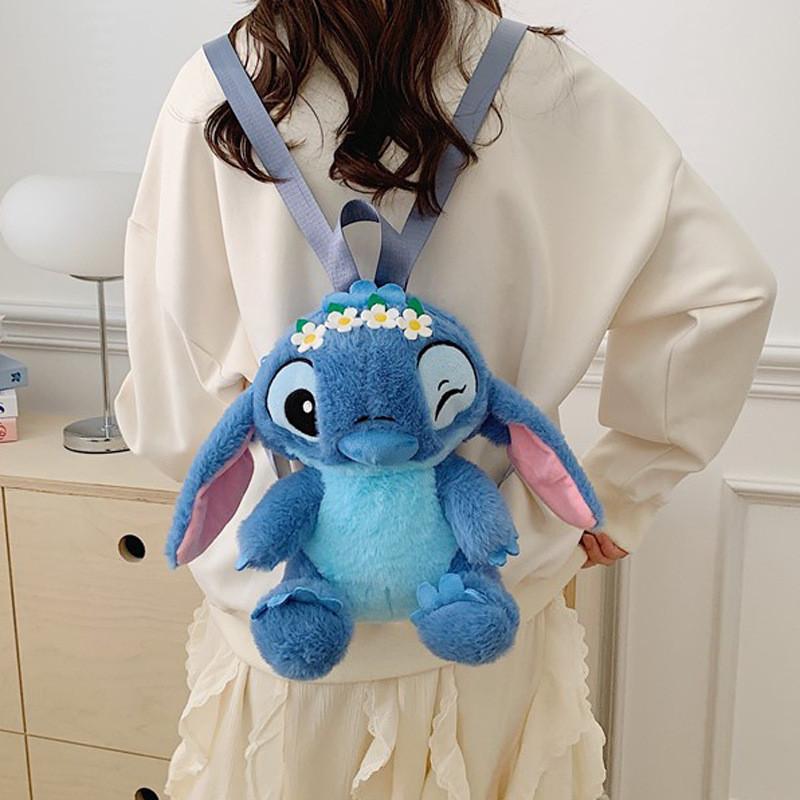 Lilo Stitch Plüsch Cartoon Rucksack für Mädchen mit Reißverschluss und Tasche für Reisen