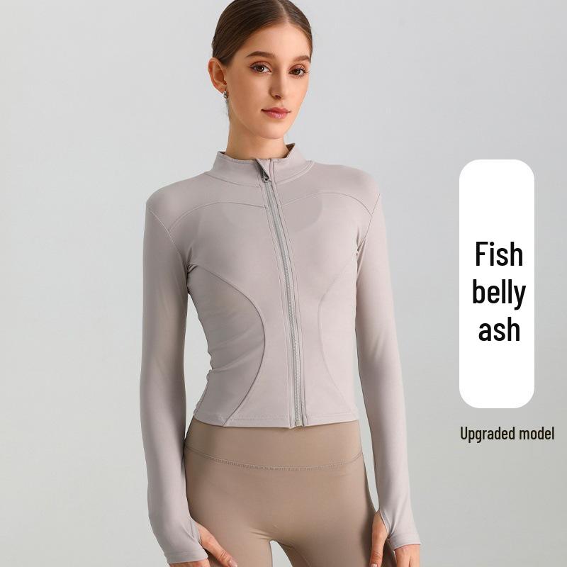 European & American Zipper Yoga Jacket - Quick-Drying, Slimming, Long Sleeve Fitness Top for Women
