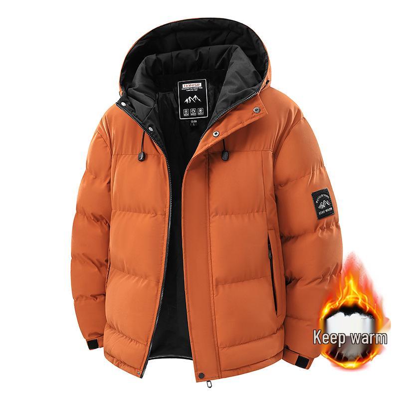 

2025 Men s Winter Slim Fit Hooded Black Cotton Jacket - Thick, Casual Korean Style XL