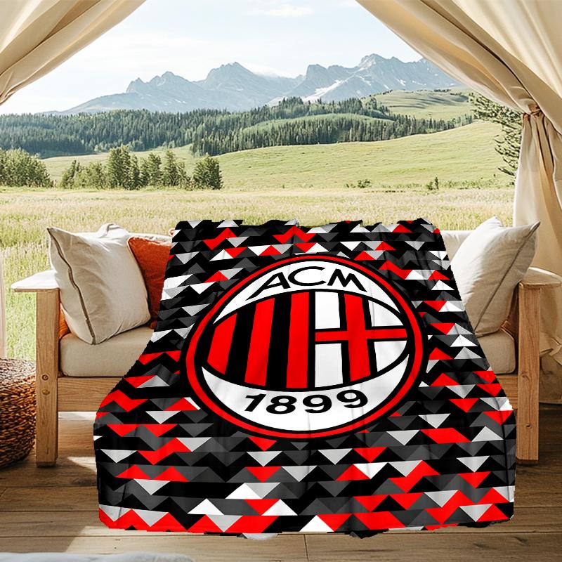 1PC Ac Milan Printed Soft Flannel Blanket Throw for Adult Bedroom Living Room Sofa Camping Travel Fan Gifts Christmas Gifts