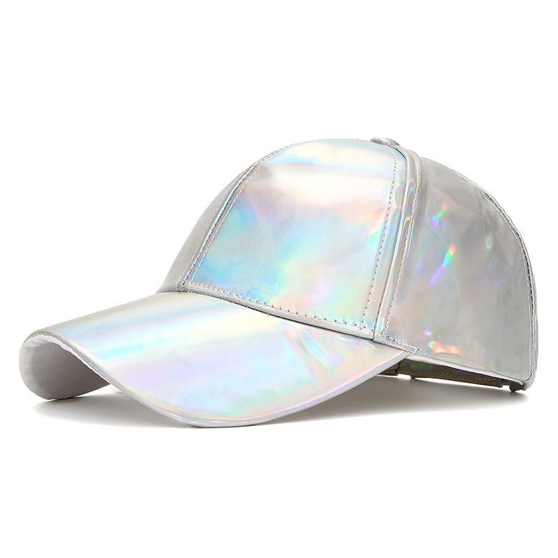 Holographic Rainbow Baseball Cap Shiny Metallic Snapback Hat for Men Women Party Festival
