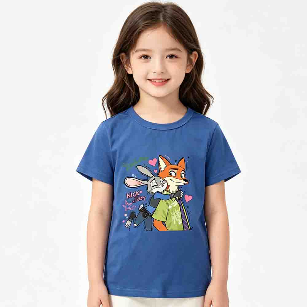 Kids Zootopia 2 Nick Judy Printing Cotton Tshirt
