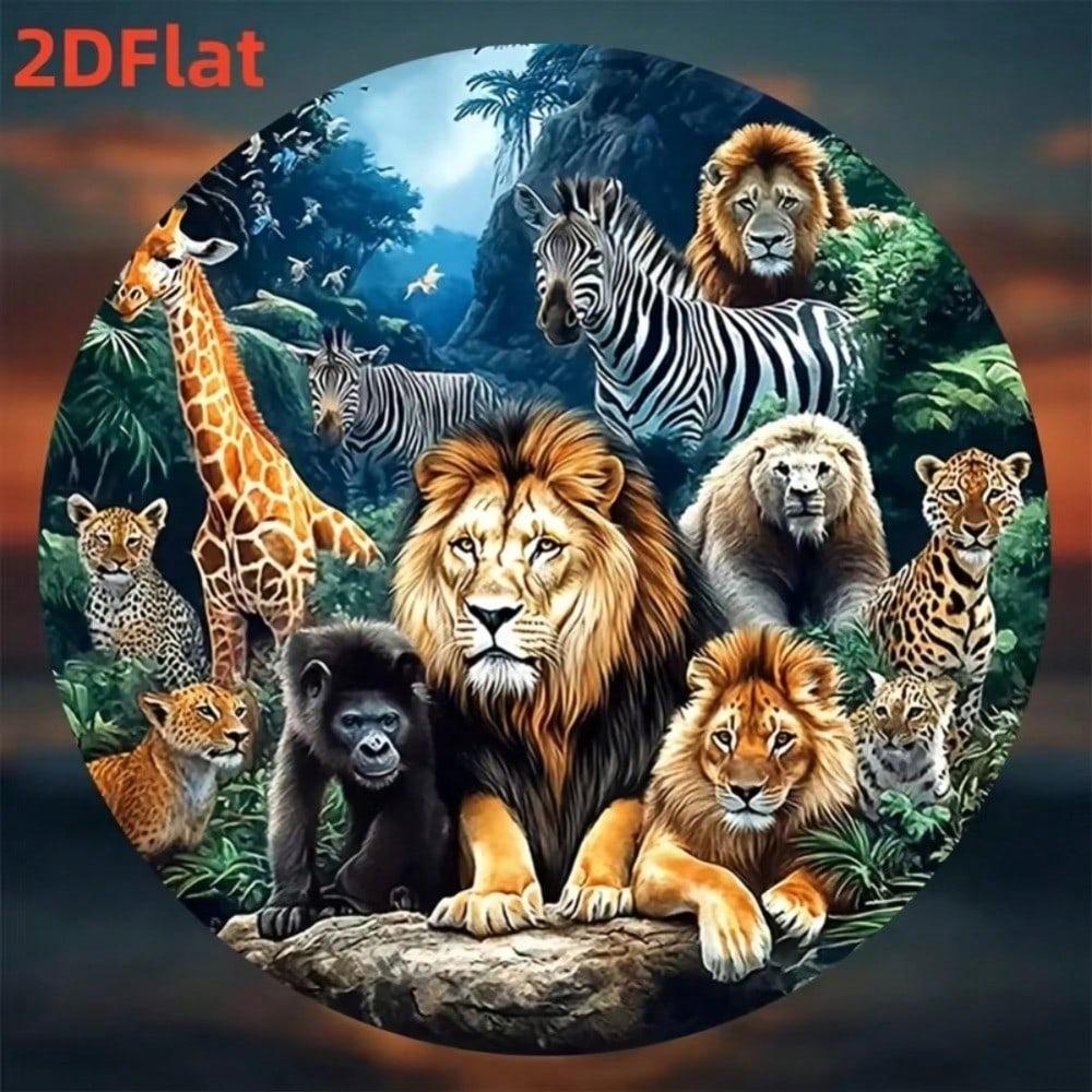 Iron Wall Art Green Jungle Wildlife Metal Painting Lion Giraffe Zebra Leopard Cheetah Monkey Home Bar Cafe Wall Decor