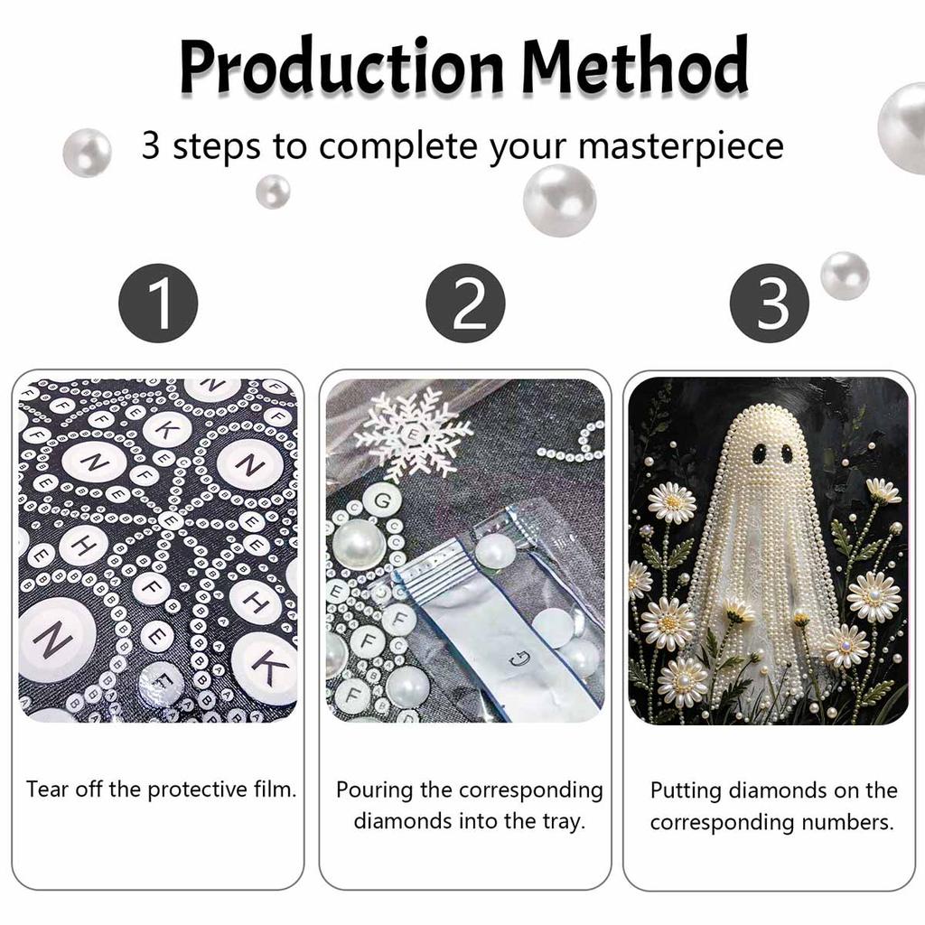 Halloween ghost pearl painting art kit handmade diy home decorations floral pattern wall decor craft supplies gift ideas