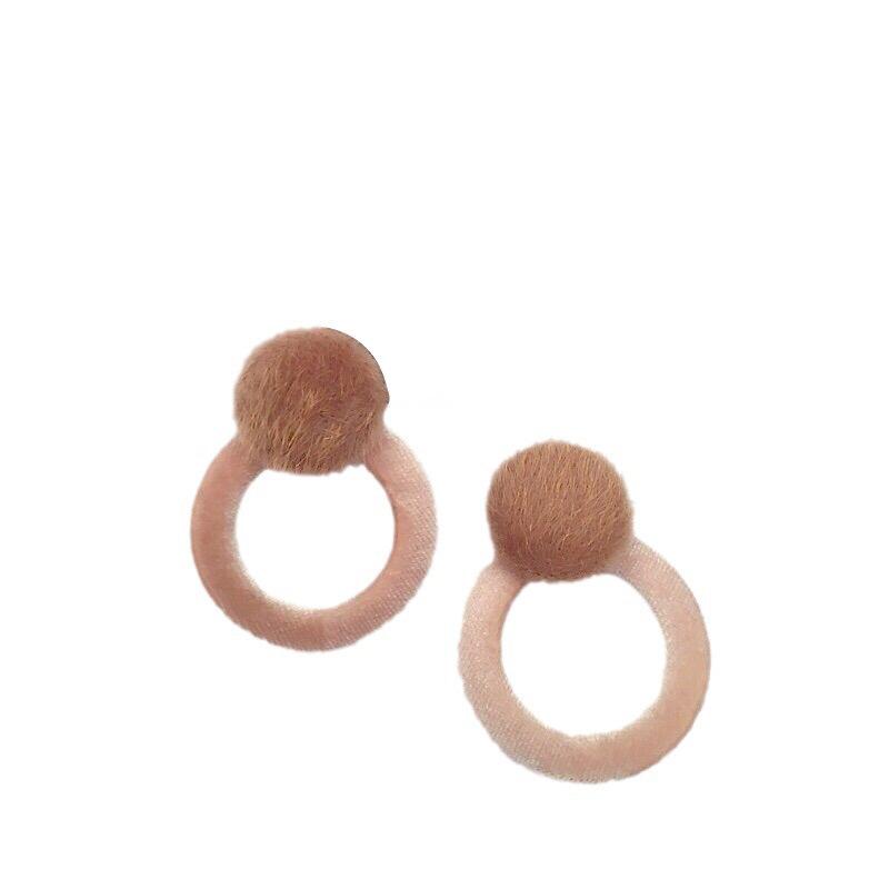 Autumn And Winter Plush Ball Earrings, Simple Geometric Wool Cap, Fringed Round Earrings, Pearl Plush Earrings.