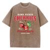 Cherries Cotton Washed TShirts Woman Red Fresh Fruit Tees Letter Prints Tops Crewneck Oversized T Shirt Street Female Clothes